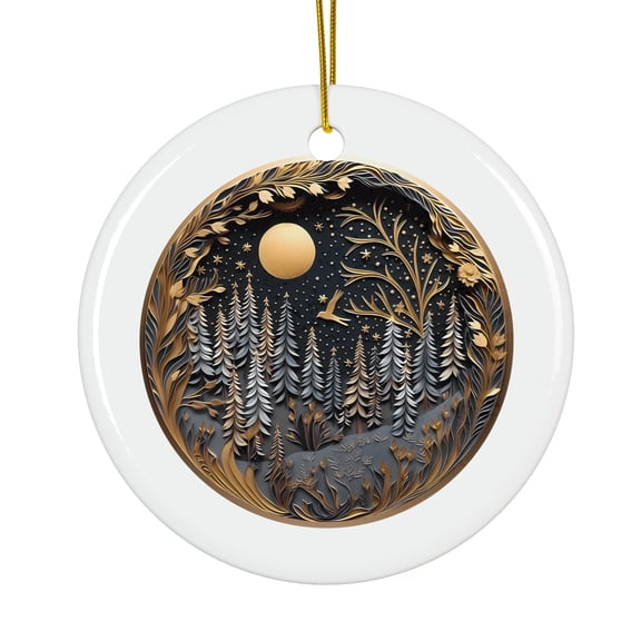 Black And Gold Moon Magical Season Treasure For Gifts And Surprises Hanging Round Ornament