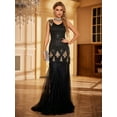 thumbnail image 1 of Black And Gold Sleeveless Sequin Mesh Maxi Dress Occasion Wear Dresses, 1 of 6