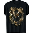 thumbnail image 1 of Black And Gold Striped Tiger Funny Graphic Tees T-Shirt-100% Cotton -220g, 1 of 5