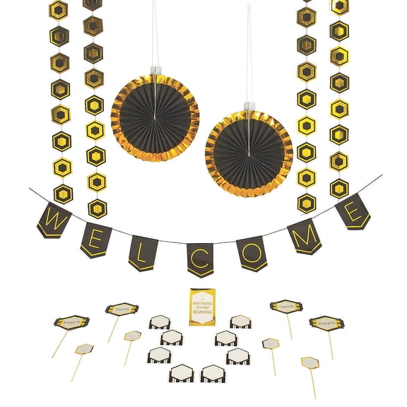 Black And Gold Treat Table Decor Kit - Party Decor - 24 Pieces