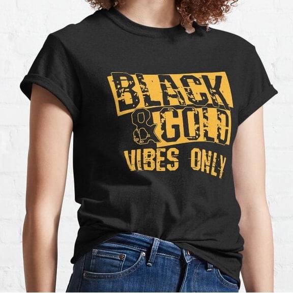 Black And Gold Vibes Only Game Day Group For High School Baseball Classic T-shirt