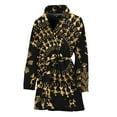 thumbnail image 1 of Black And Gold Warli Tribal Women Bathrobe One Size Univeral Fits, Indian Bohemian Floral Fashion Lightweight Plush Fleece Long Robe For Women, 1 of 3