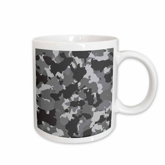 3drose, Black and Gray Camouflage Pattern, 15oz Mug