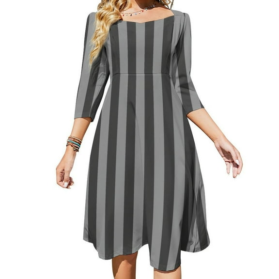 Black And Gray Vertical Stripes-1 Dress Summer Dresses Woman Street Style Big Size Casual Dress