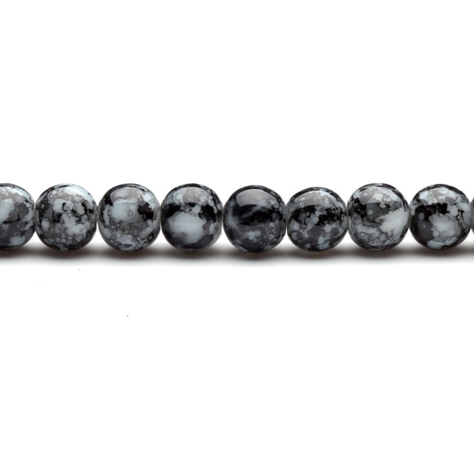 Black Marbled 10mm Round Plastic Beads (100pcs)