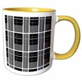 thumbnail image 1 of 3drose, Black and Grey Plaid, 11oz Two-tone Yellow Mug, 1 of 6