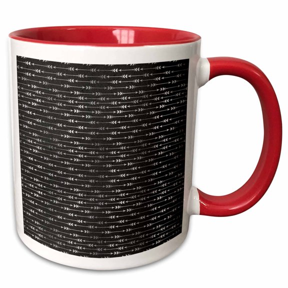 3drose, Black and Image of Silver Arrow Pattern, 11oz Two-tone Red Mug