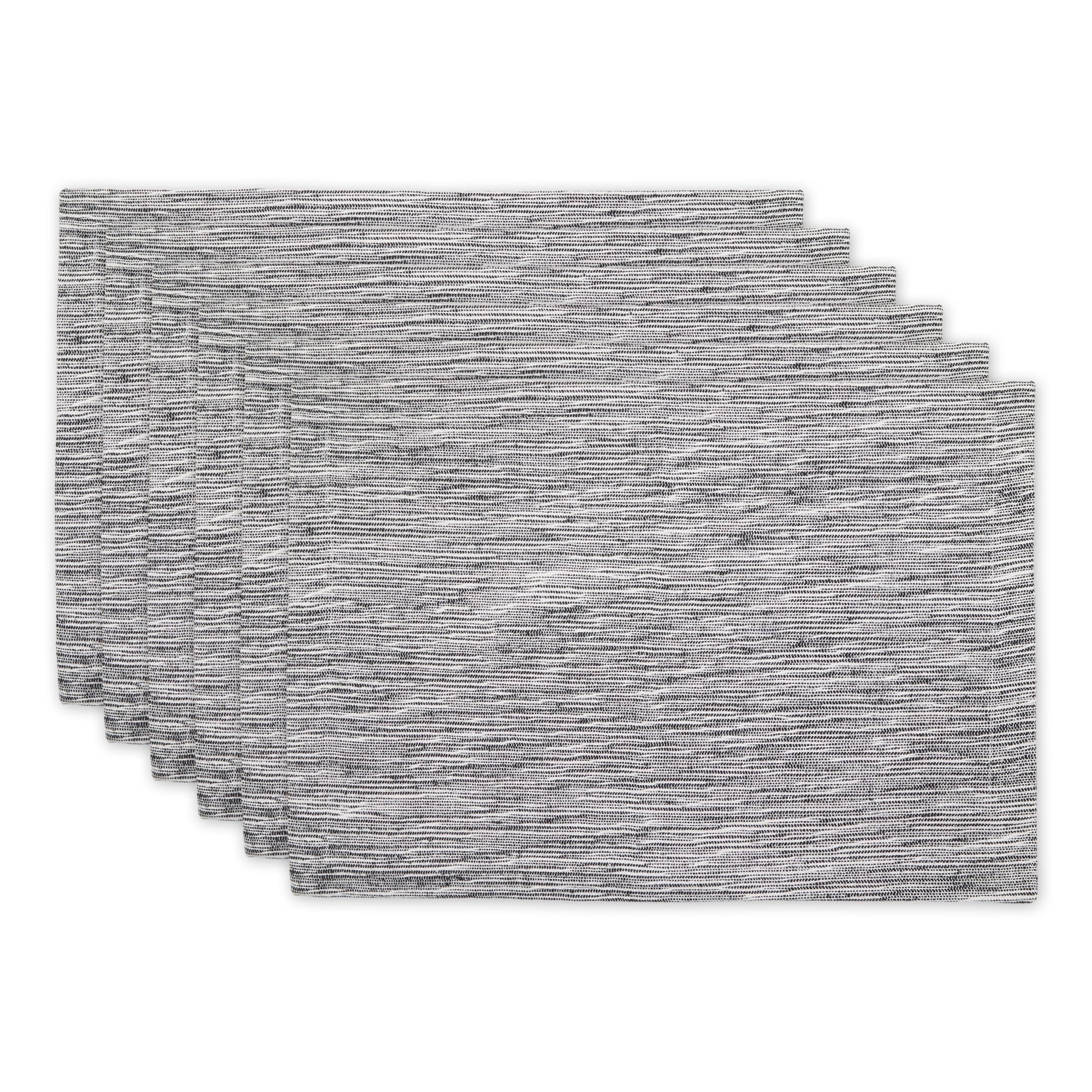 Black and Off-White Recycled Cotton Ribbed Placemat Set of 6