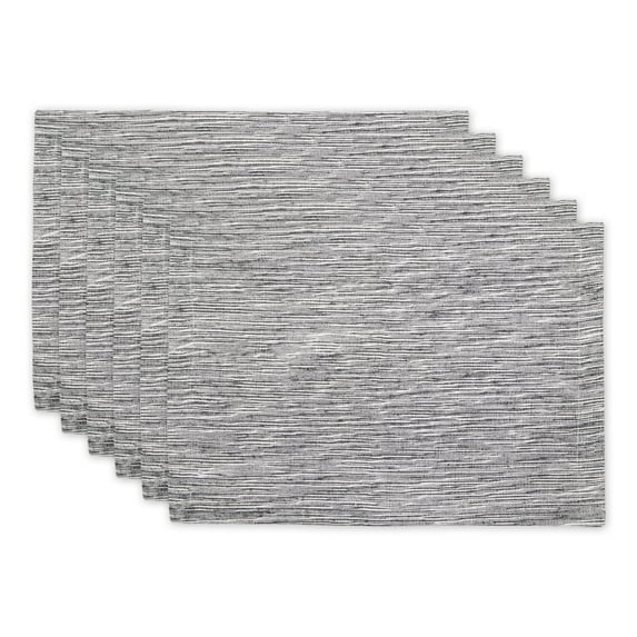 Black And Off-White Tonal Recycled Cotton Slubby Rib Placemat (Set of 6)