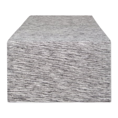 Black And Off-White Tonal Recycled Cotton Slubby Rib Table Runner 14x108