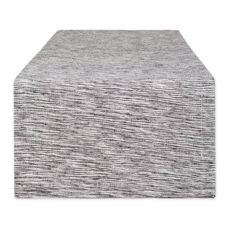 Black And Off-White Tonal Recycled Cotton Slubby Rib Table Runner 14x72