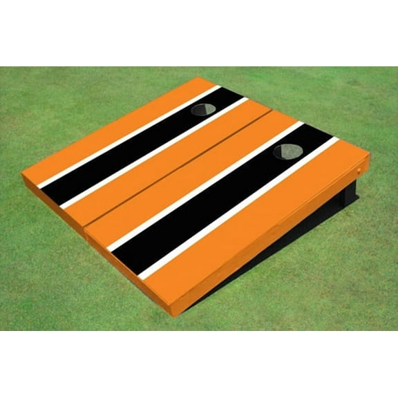 Black And Orange Matching Long Stripe Set