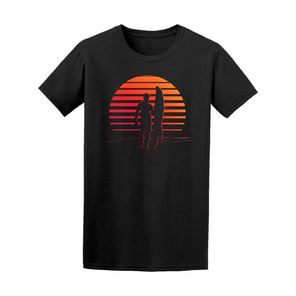 Black And Orange Stripes Surfer T-Shirt Men -Image by Shutterstock, Male 3X-Large