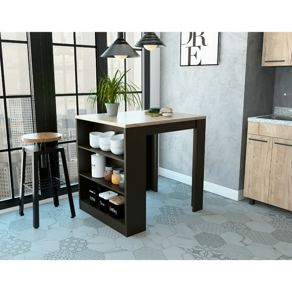 Black And Pine 3 Kitchen Island For Well-arranged In Pine, Adds Flair To