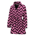 thumbnail image 1 of Black And Pink Chevron Pattern Women Bathrobe One Size Univeral Fits, Chevron Wave Fashion Lightweight Plush Fleece Long Robe For Women, 1 of 3