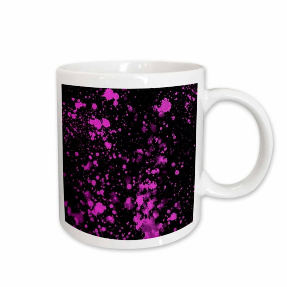 3drose, Black and Pink Image of Paint Splatter, 15oz Mug