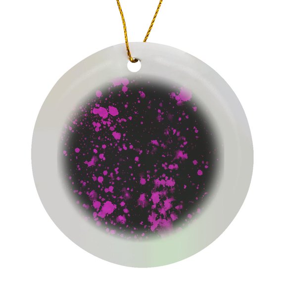 3drose, Black and Pink Image of Paint Splatter, Circle Porcelain Ornament