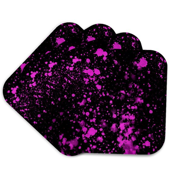 3drose, Black and Pink Image of Paint Splatter, Set of 4 Coasters - Soft
