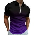 thumbnail image 1 of Black And Purple Gradient Men Zipper T-shirt Summer Casual Short Sleeve T-shirt Top, 1 of 7
