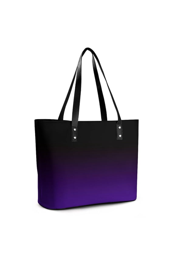 Black And Purple Gradient Woman Leather Handbags Large Tote Bag Fashion Portable Handbags With Zipper