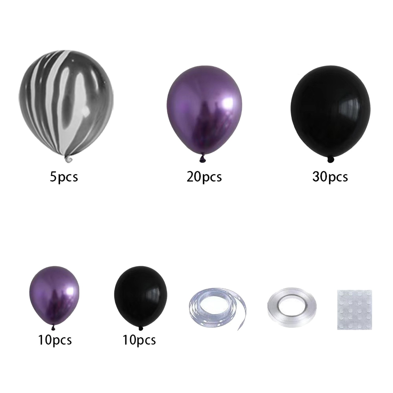 Black And Purple Latex Balloon Garland Kit Themed Party Irregular ...