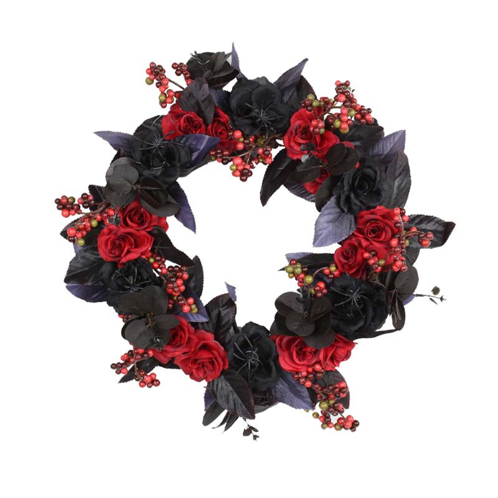 Black And Red Rose Wreath Festive Decorative Prop With Branches spring
