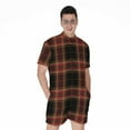 thumbnail image 1 of Black And Red Stewart Tartan Short Sleeve Men'S Rompers, Tartan Plaid Retro Casual Summer Jumpsuits Outfit, 1 of 4