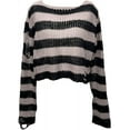 thumbnail image 1 of Black And Red Striped Sweater Women'S Knitted Striped Sweater Long Sleeve Round Neck Pullover Sweaters(A), 1 of 3