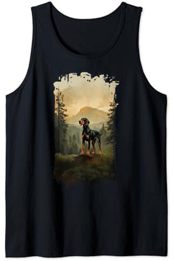 Black And Tan Coonhound Mountain Paw Design Dog Mom Dad Tank Top Size S-3XL