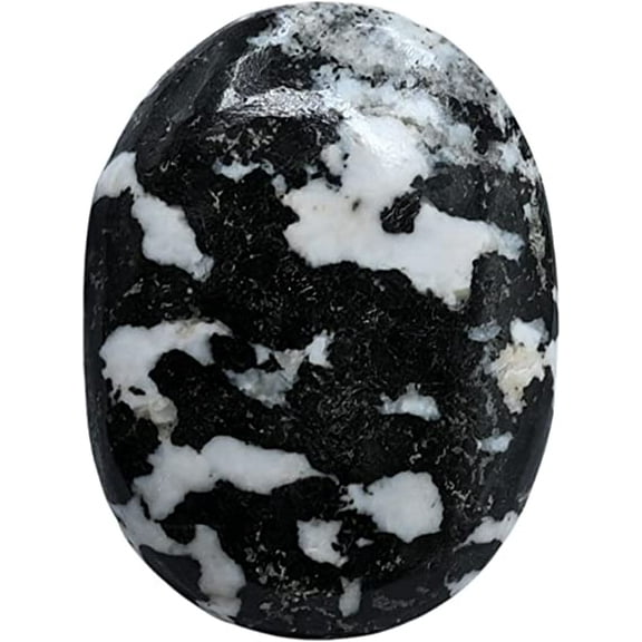 Black And Whiite Tourmaline Crystal Palm Stone