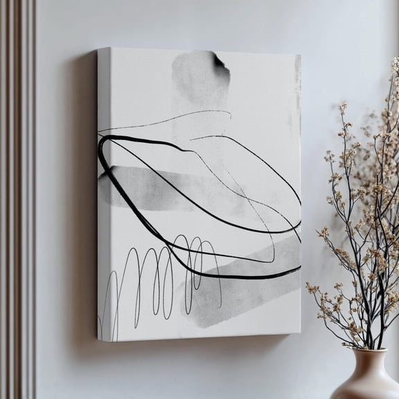 Black And White Abstract Art Poster: Modern Giclée Wall Decor, Stretched Canvas Size 16x24
