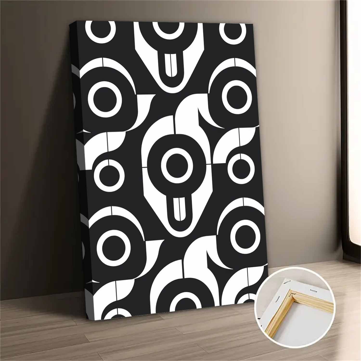 Black And White Abstract Geometric Canvas Wall Art Print - Walmart.com