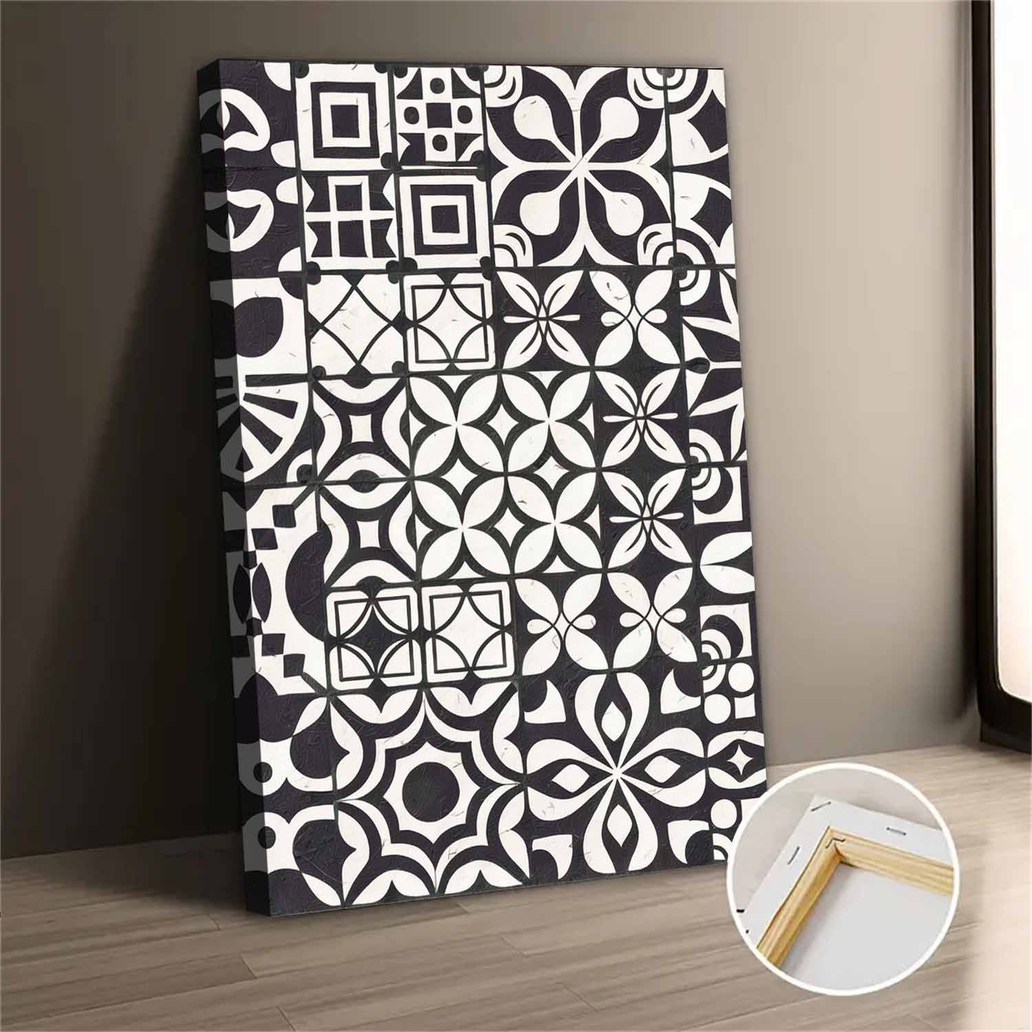 Black And White Abstract Geometric Canvas Wall Art - Walmart.com