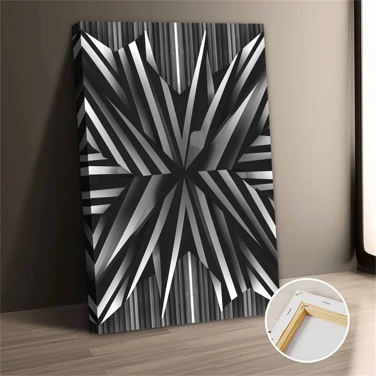 Black And White Abstract Geometric Canvas Wall Art - Walmart.com