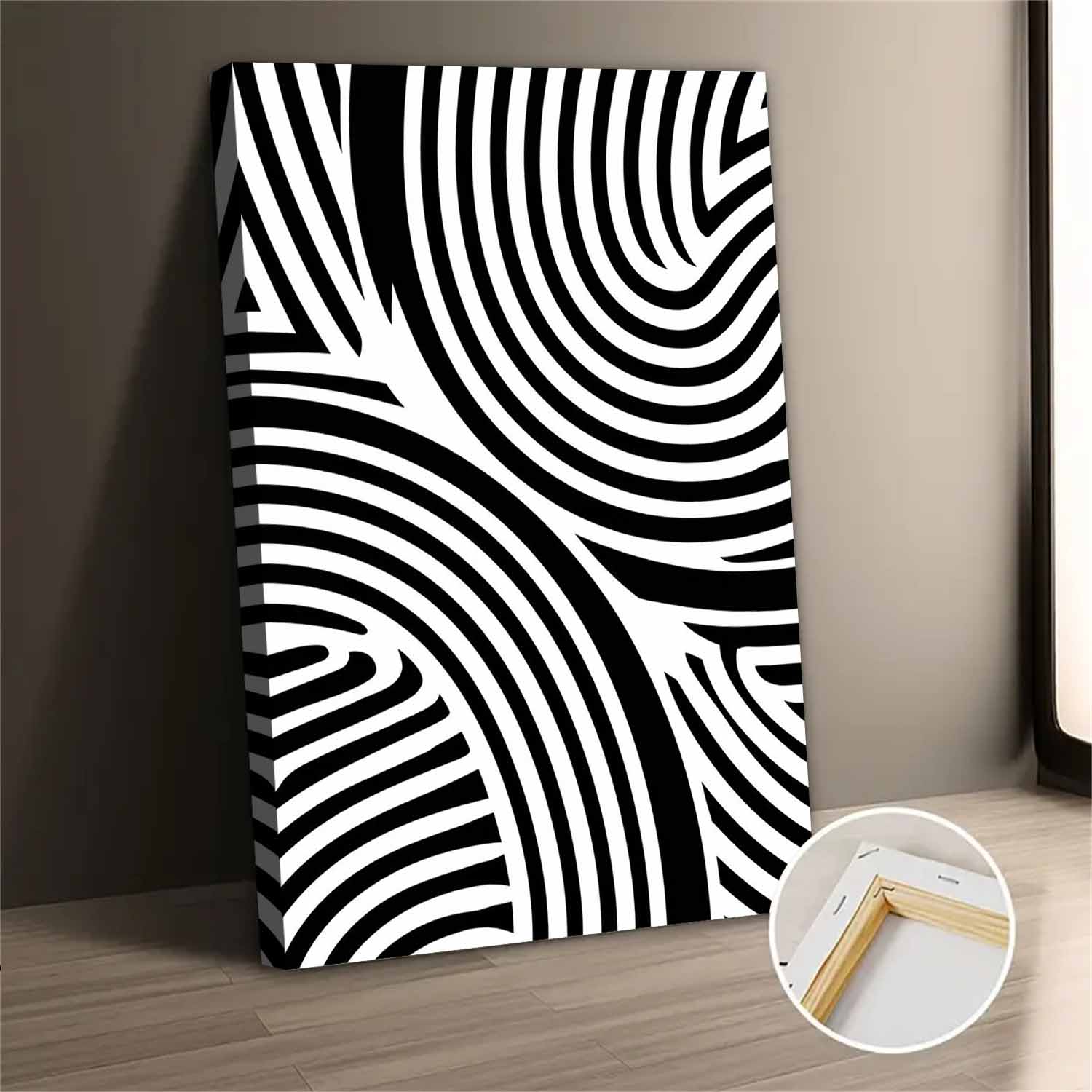 Black And White Abstract Lines Wall Art Canvas Print - Walmart.com
