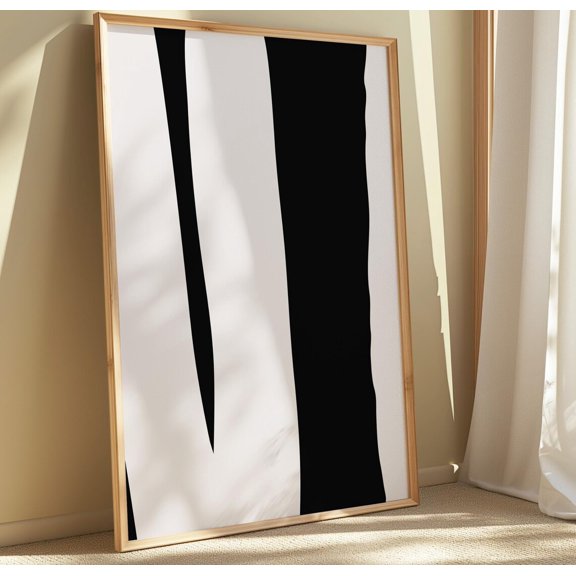 Black And White Abstract Wall Art Modern Minimalist Decor, Stretched Canvas 8x10in