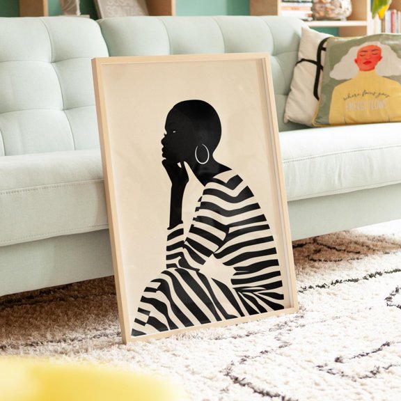 Black And White Afro Woman Print Home Decor Office Wall Art