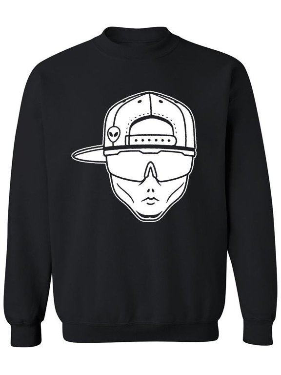 Black And White Alien Dude Sweatshirt Men -Image by Shutterstock, Male Large
