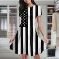 thumbnail image 1 of Black And White American Flag Women's Classic Swing Skater Dress Casual Work Party Cocktail Dresses, 1 of 6