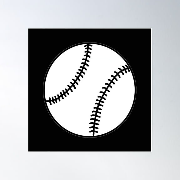 Black And White Baseball Ball - Doodle Poster Wall Art, Modern Wall Decor For Living Room Bedroom, 8x12 UNFRAMED
