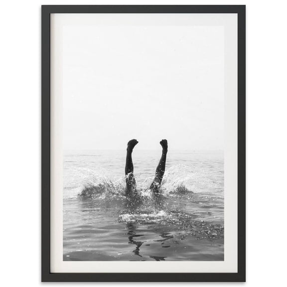 Black And White Beach Dive Wall Art Home Decor Unframed Paper Print