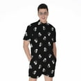 thumbnail image 1 of Black And White Beer Pattern Short Sleeve Men'S Rompers, Beer Drink Casual Summer Jumpsuits Outfit, 1 of 4