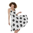 thumbnail image 1 of Black And White Cat Pattern Print Sleeveless Knee Length Dress, Pet Cat Fashion Summer Maxi Dress For Women, 1 of 4