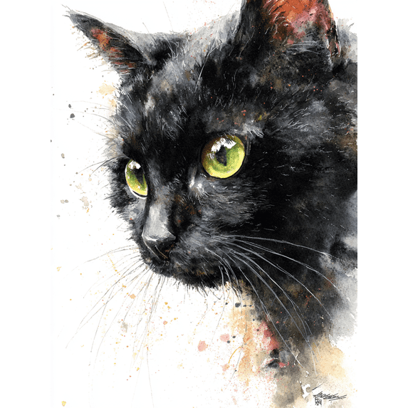 Black And White Cat Portrait Canvas Print Wall Art for Living Room Bedroom Office Apartment Decor