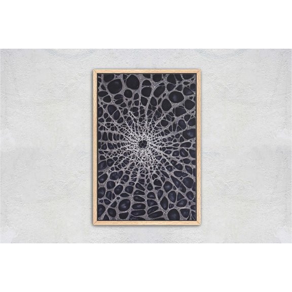 Black And White Cellular Web Portrait Decor Unframed Paper Print