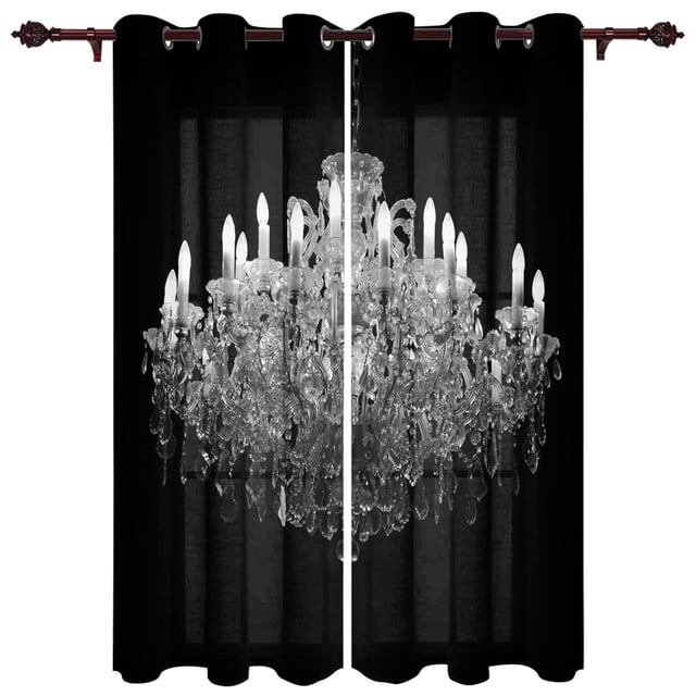 Black And White Chandelier Curtains for Bedroom Kids Room Living Room