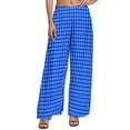 Black And White Check Print Pants Checkerboard Style Casual Wide Leg
