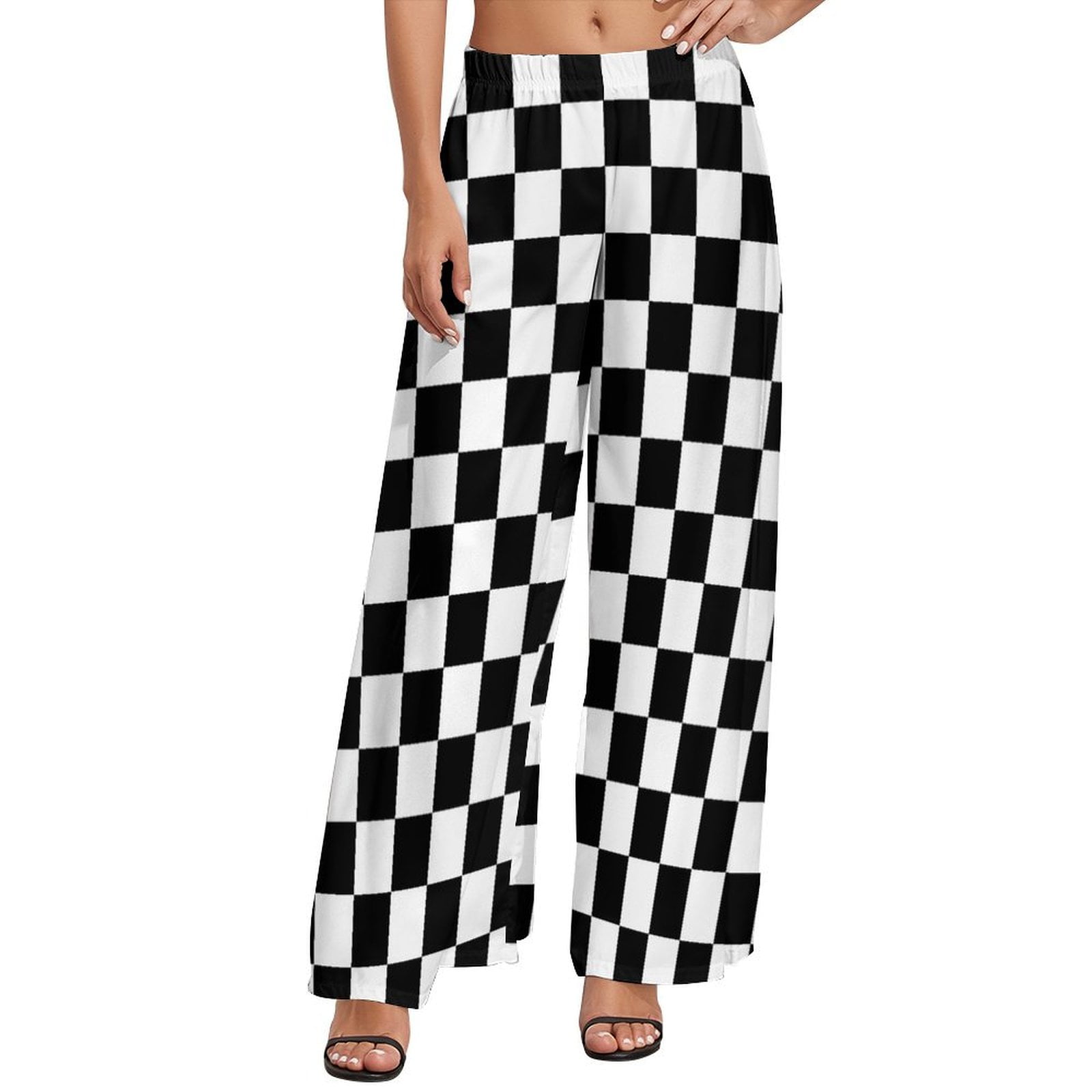 Women Grey And White Colour Block Pants