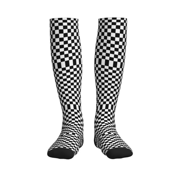 Black And White Checkered Compression Socks Best Support for Women Men Athletic Running Cycling
