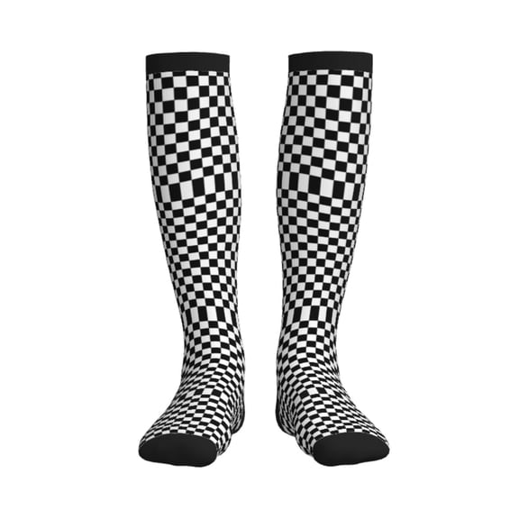 Black And White Checkered Compression Socks Best Support for Women Men Athletic Running Cycling